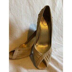 PRADA Beige Vintage Suede Peep Toe Heels Size 38.5/8.5